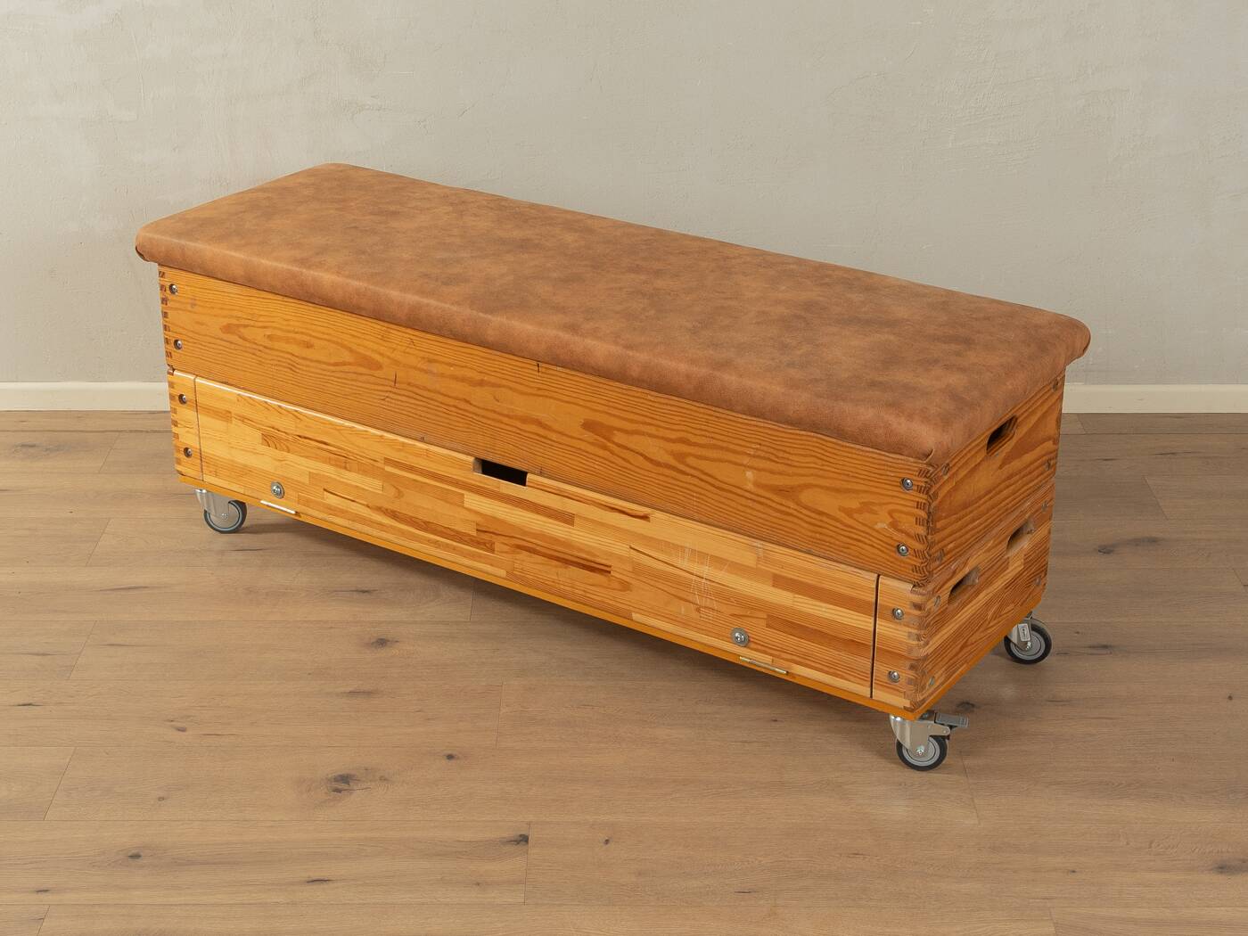 Unique storage chest as a storage cabinet and bench.