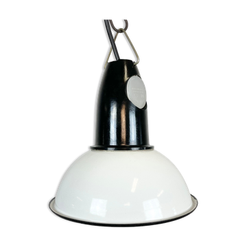 Industrial soviet white enamel pendant light, 1960s
