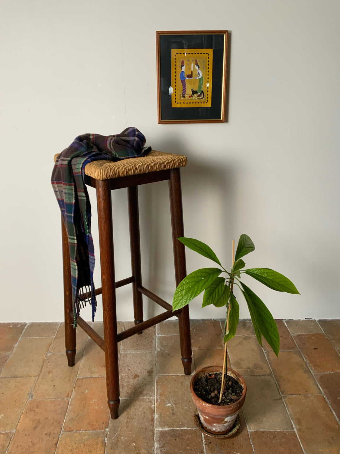 High straw stool