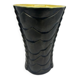 Vase des années 50 noir et jaune