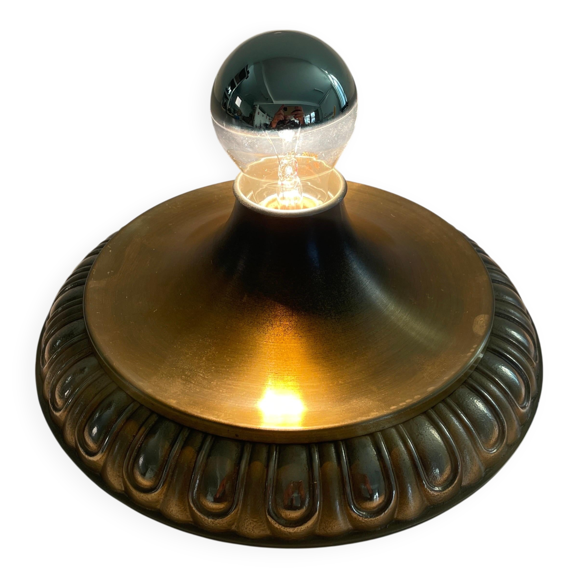 Simple flush lamp in brass, mid-century German design, 1960s, Germany.