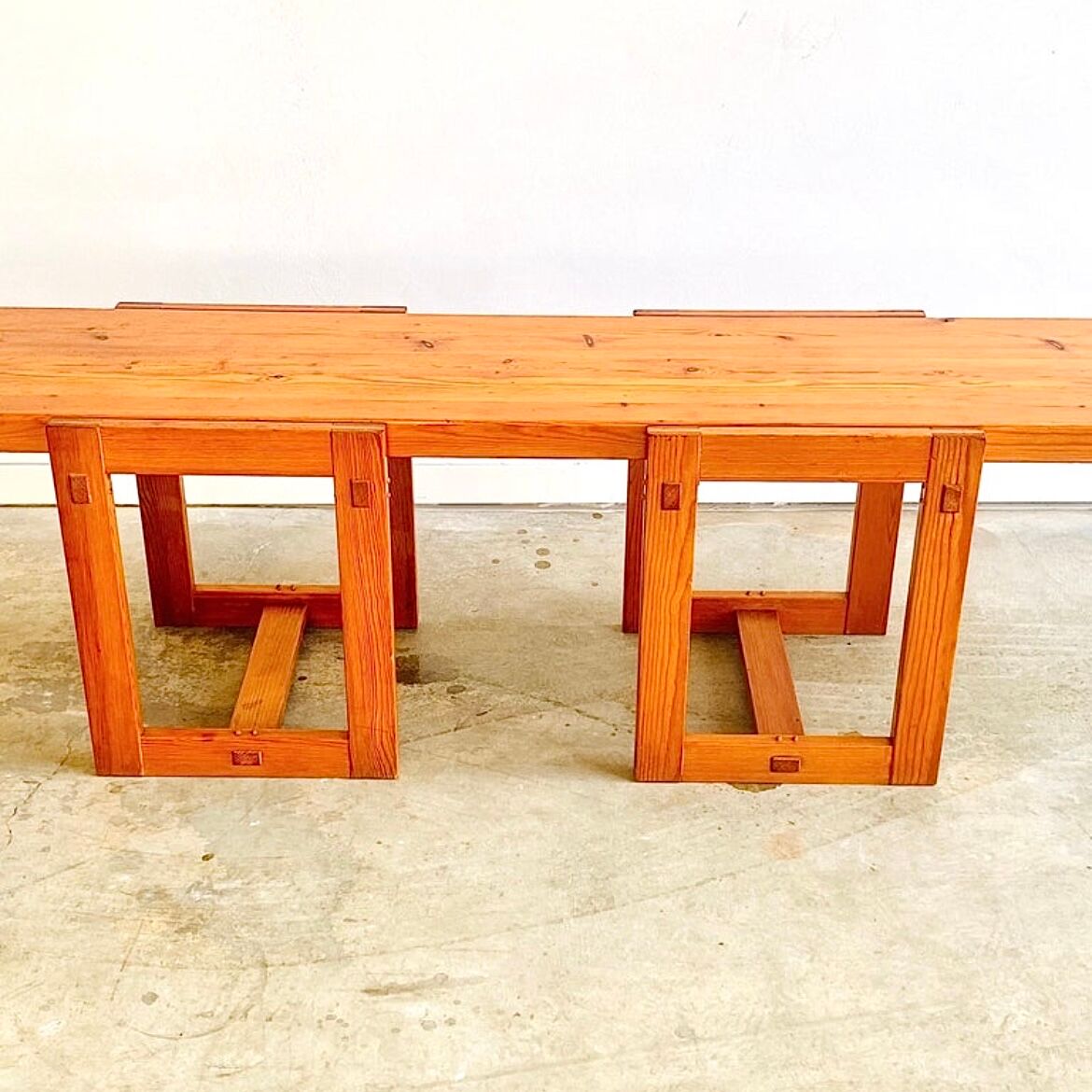 Edvin Helseth pine bench model Trybo, for the Trysil ski resort, Norway, 1964