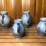 Lot de 4 pichets céramique bleu 25 & 50cl vintage