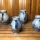 Set of 4 blue ceramic pitchers 25 & 50cl vintage