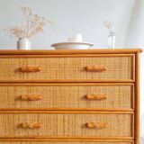 Vintage rattan chest of drawers circa 70s