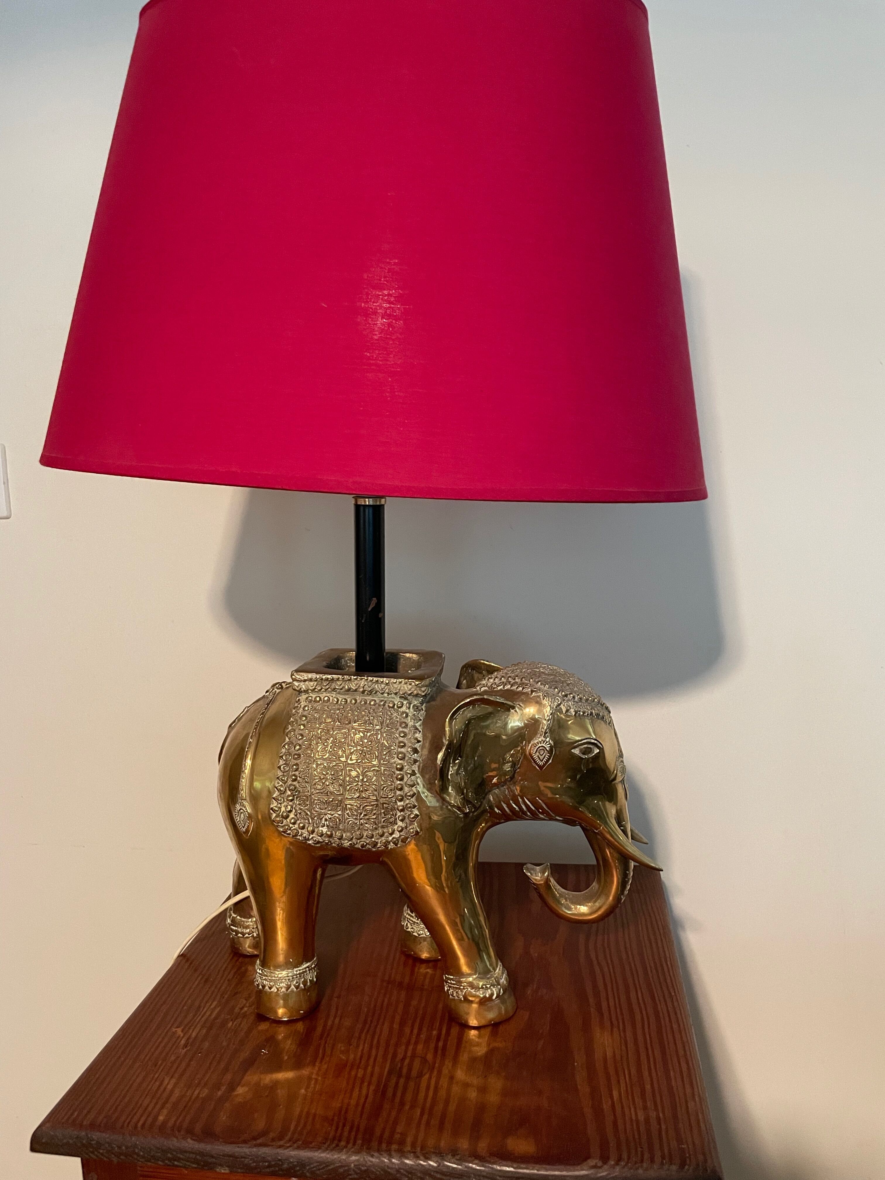 Golden brass elephant lamp