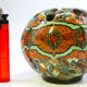 Flower spike in ball shape, glazed ceramic, signed Gerbino Vallauris.