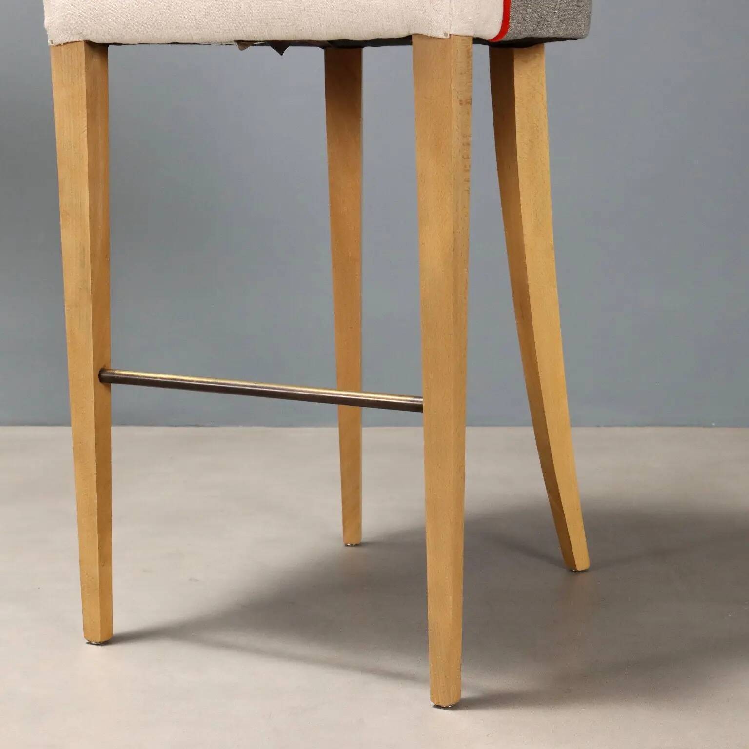 Antique stools by William Yeoward in beech and brass, England, 20th century.