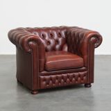 English Cowhide Leather Chesterfield Armchair