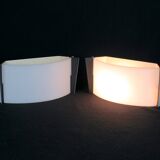 Pair of mid-century wall lamps in black metal and perspex, france