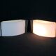 Pair of mid-century wall lamps in black metal and perspex, france