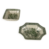 Duo de vide poche / porte savon Mason's Ironstone, décor vert "Stratford", Angleterre, 1970