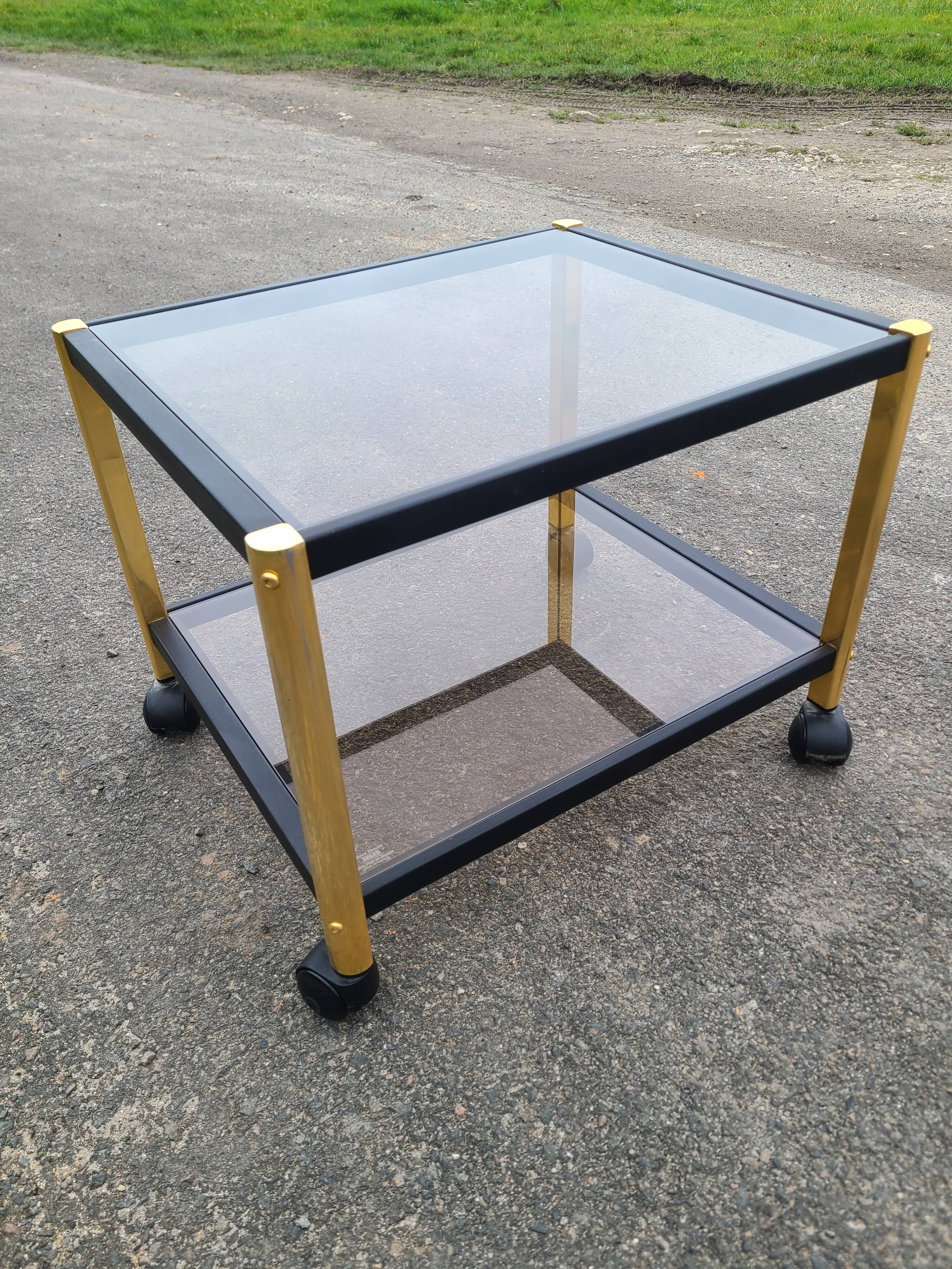 Coffee table golden black and Erard smoked glass