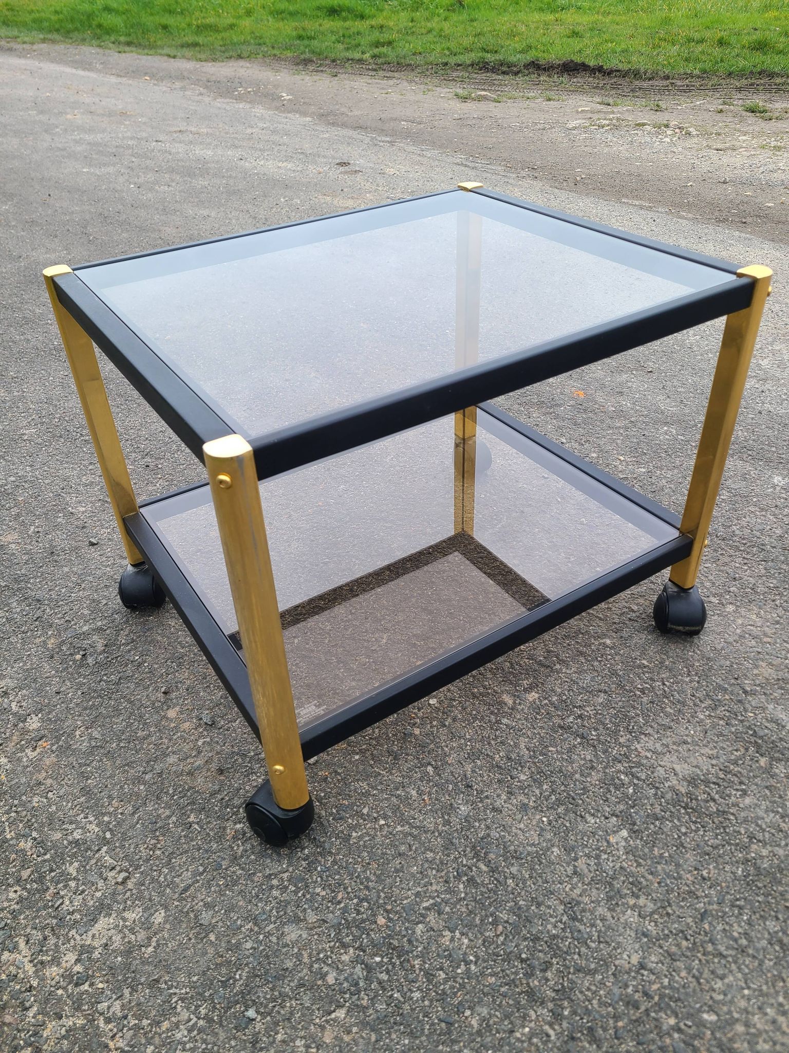 Coffee table golden black and Erard smoked glass