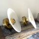 Set of two electrified white opaline wall lamps to nine