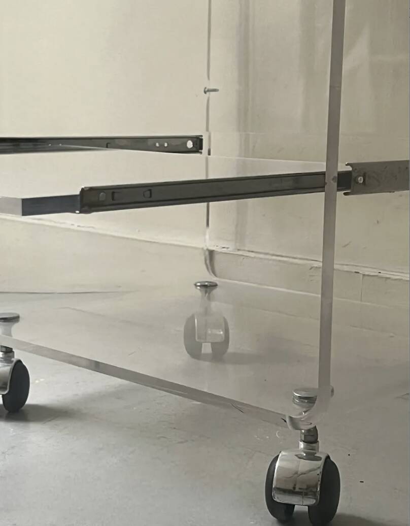 Plexiglass desk by David Lange for Roche Bobois, design 1970.