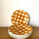 Sarreguemines plates - Tea towel - Orange - vintage - Retro