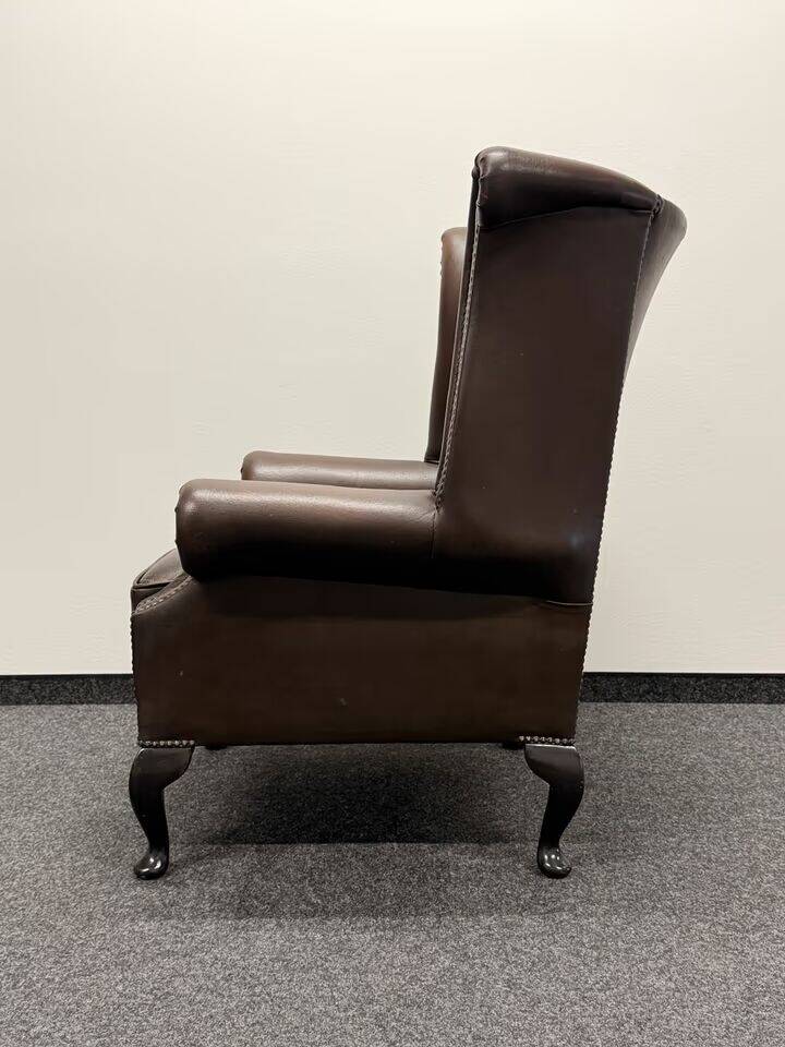 Brown Leather Chesterfield Wing Chair