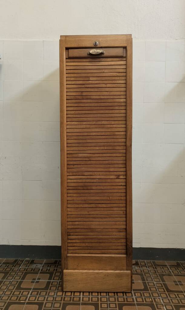Antique tambour file cabinet, high-end, single, France, 1930s