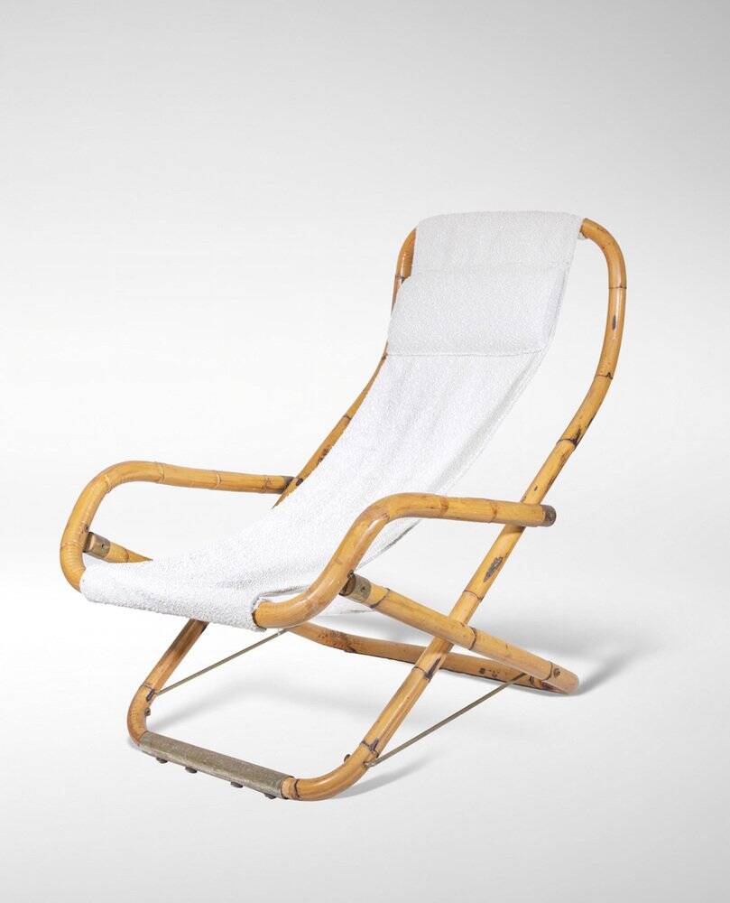 Set of Vintage Deck Chairs in Bamboo and Brass by Vivai Del Sud, 1970s