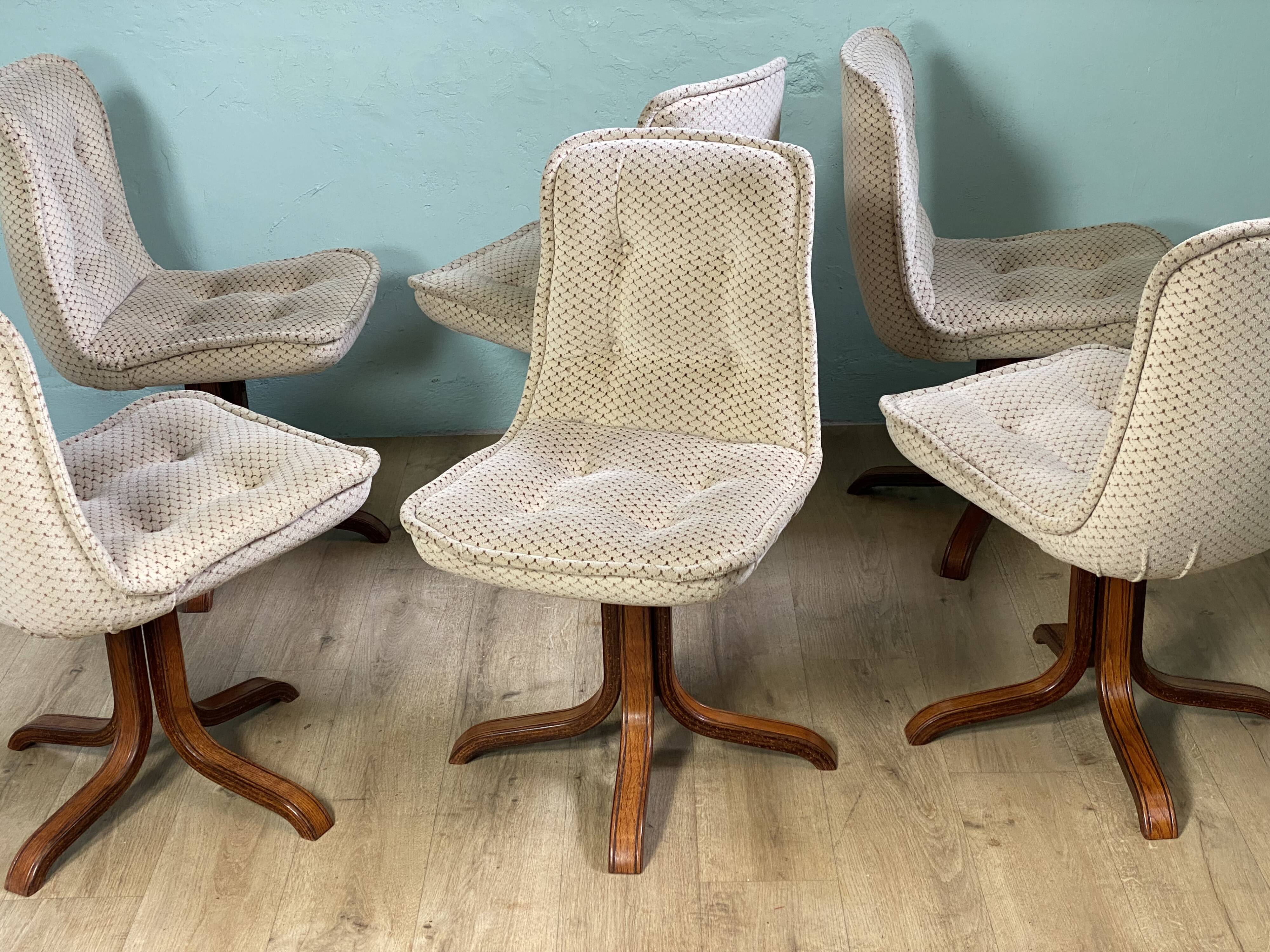 6 Swivel Bucket Chairs Scandinavian Design Vintage 60 70