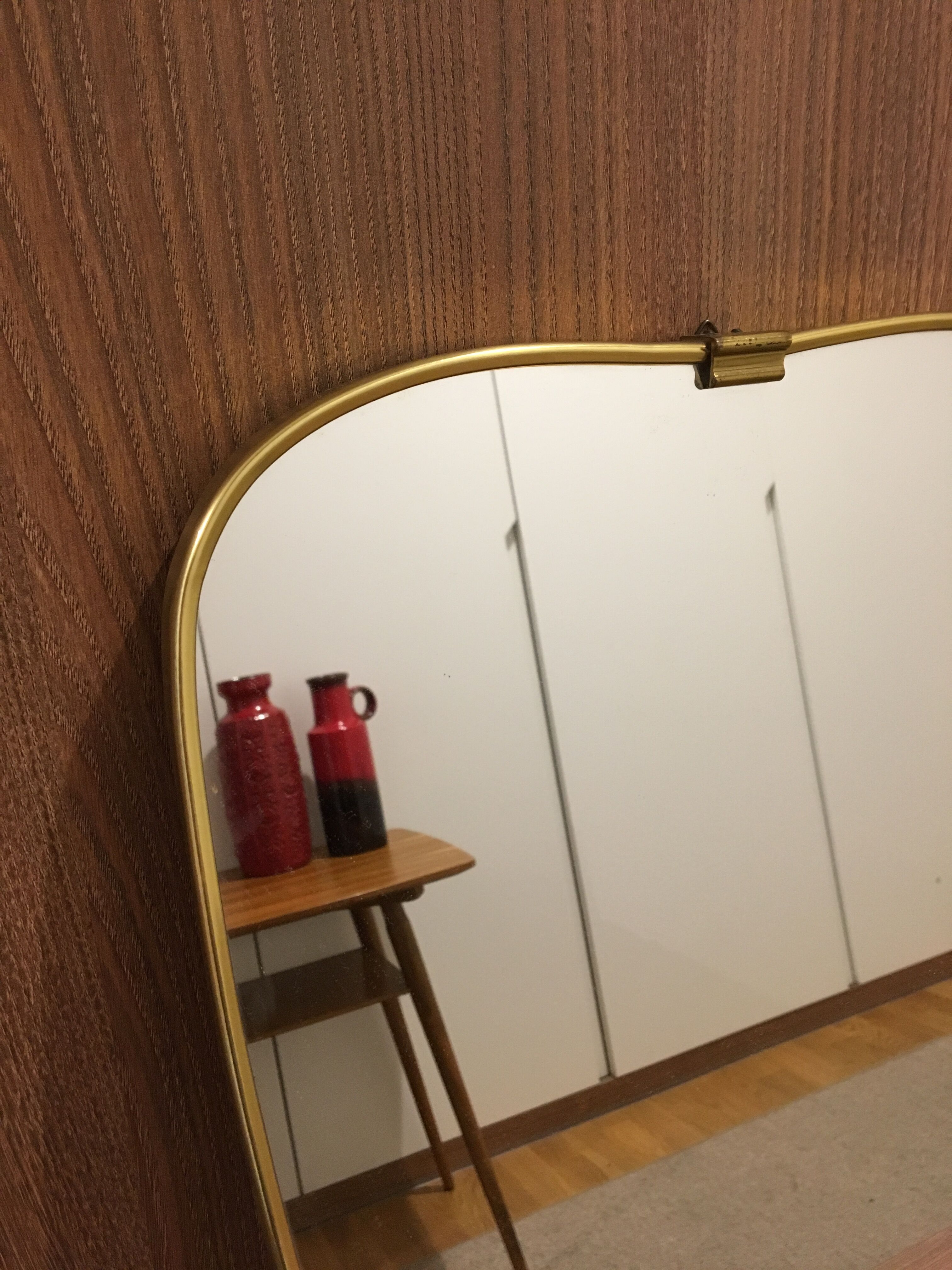 Mid-century gold outlined mirror