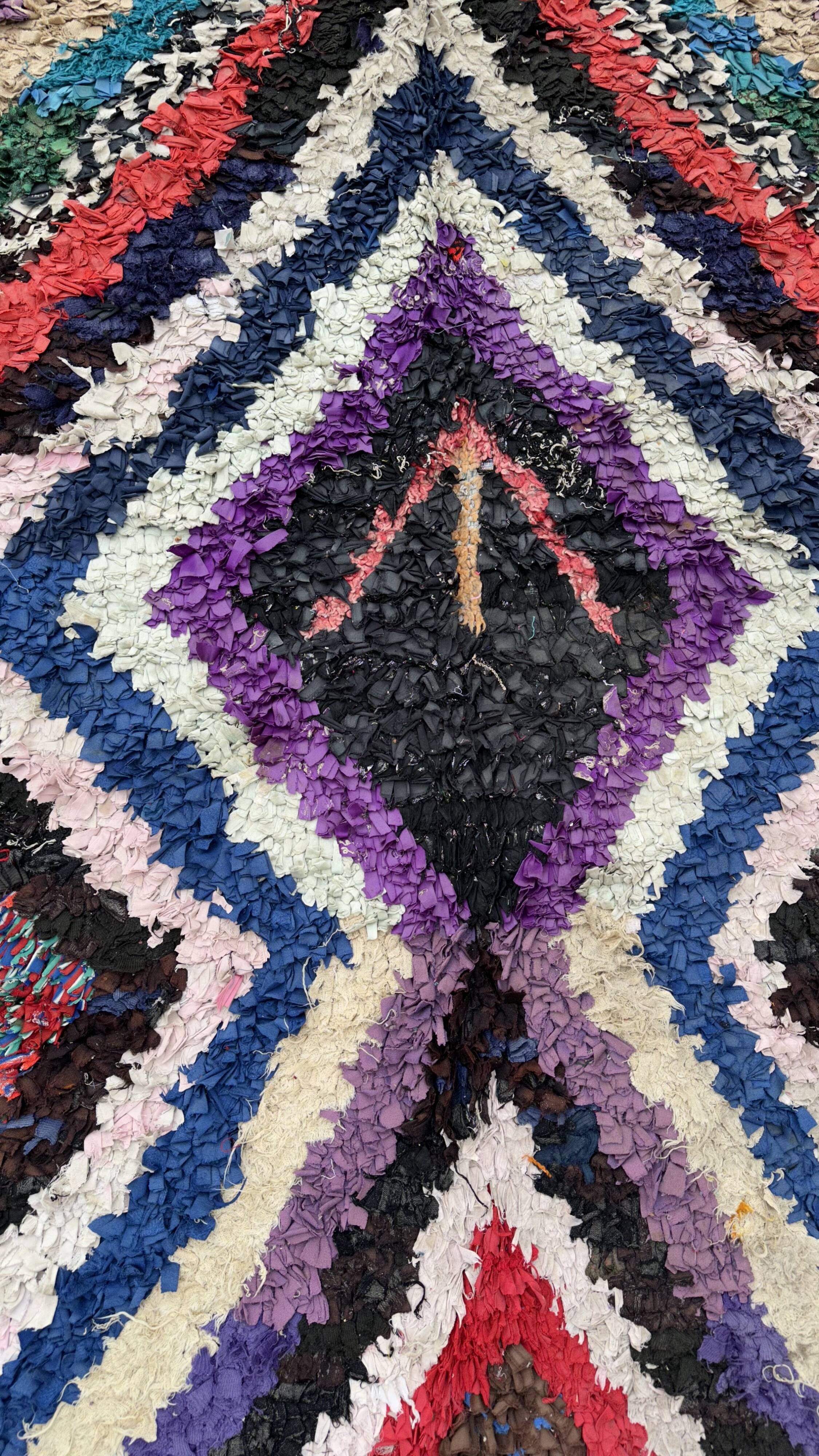 Colorful Boucherouite Moroccan rug - 107 x 244 cm