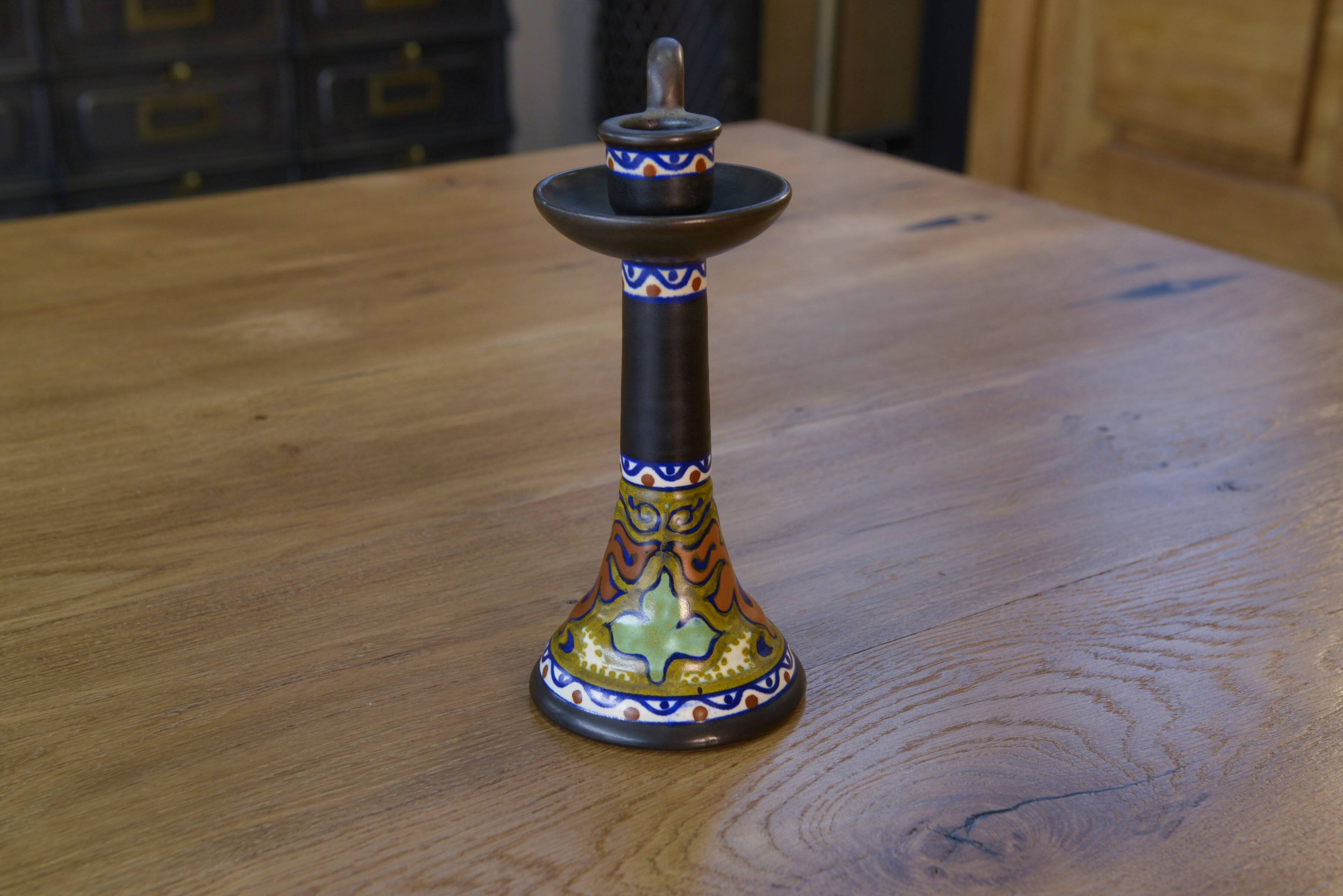 Art Deco ceramic candle holder Gouda Holland 1930's