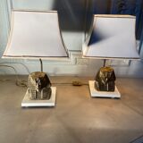 Paire de lampes vintages en bronze doré, visage de pharaon, 1970