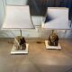 Paire de lampes vintages en bronze doré, visage de pharaon, 1970