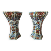 Pair of polychrome Delft earthenware vases, Holland, 1960s