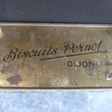 Old biscuit box Pernot Dijon embossed sheet metal lithographed early twentieth century