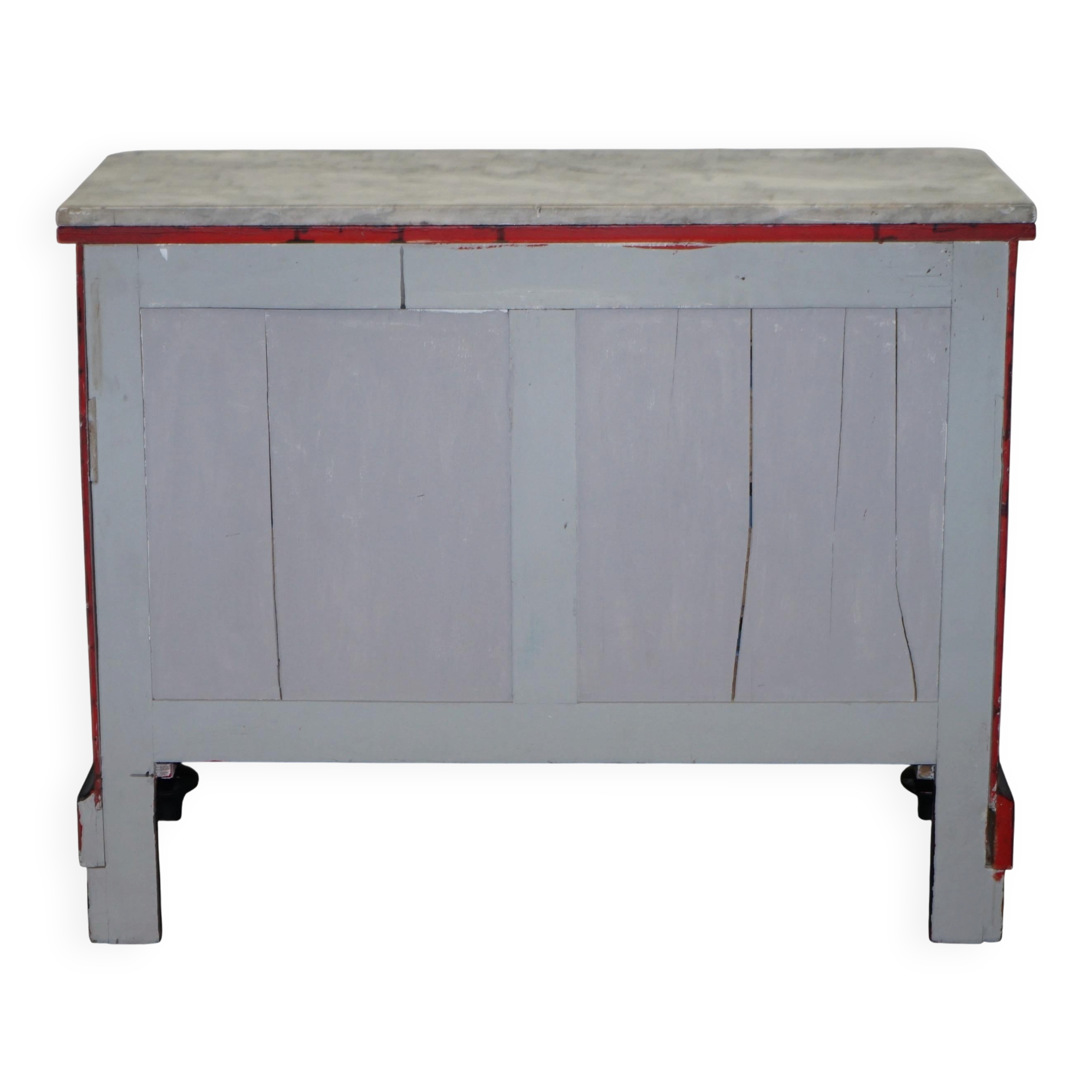 Victorian Commode with Tartan Upholstery and Marble Top