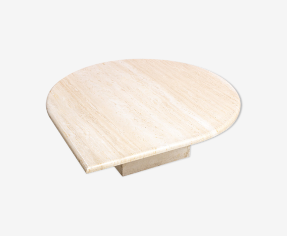 Table basse postmoderne en travertin 1970