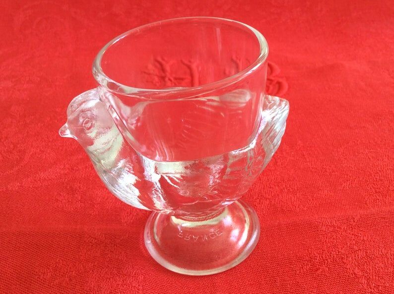 Set of 3 transparent glass hens Arcopal 70s