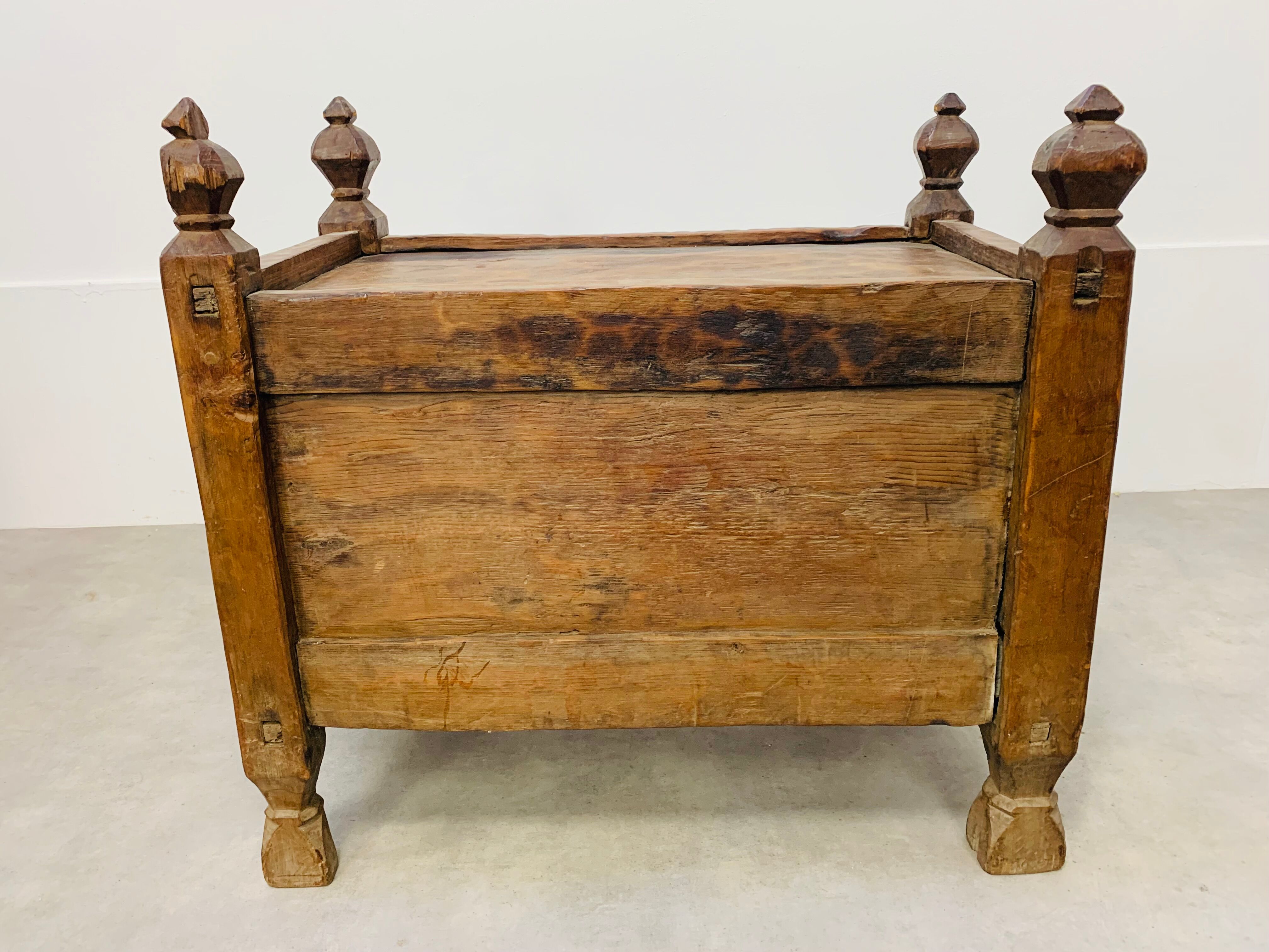 Old oriental wedding chest solid wood primitive design