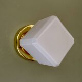 Vintage square globe wall light in white opaline