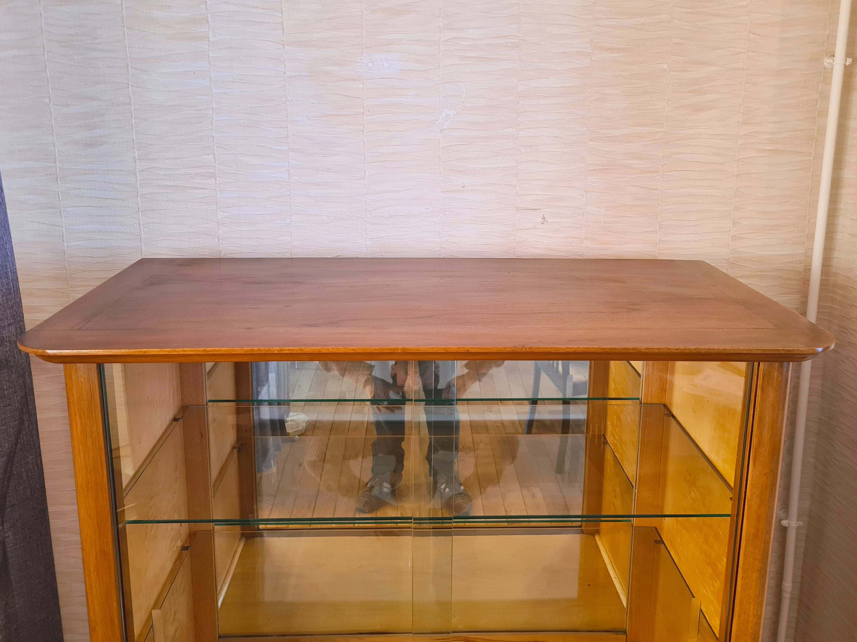 Art Deco walnut glass display case 1930-1940