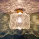 Brass and textured transparent glass ceiling light, Limburg, 1970