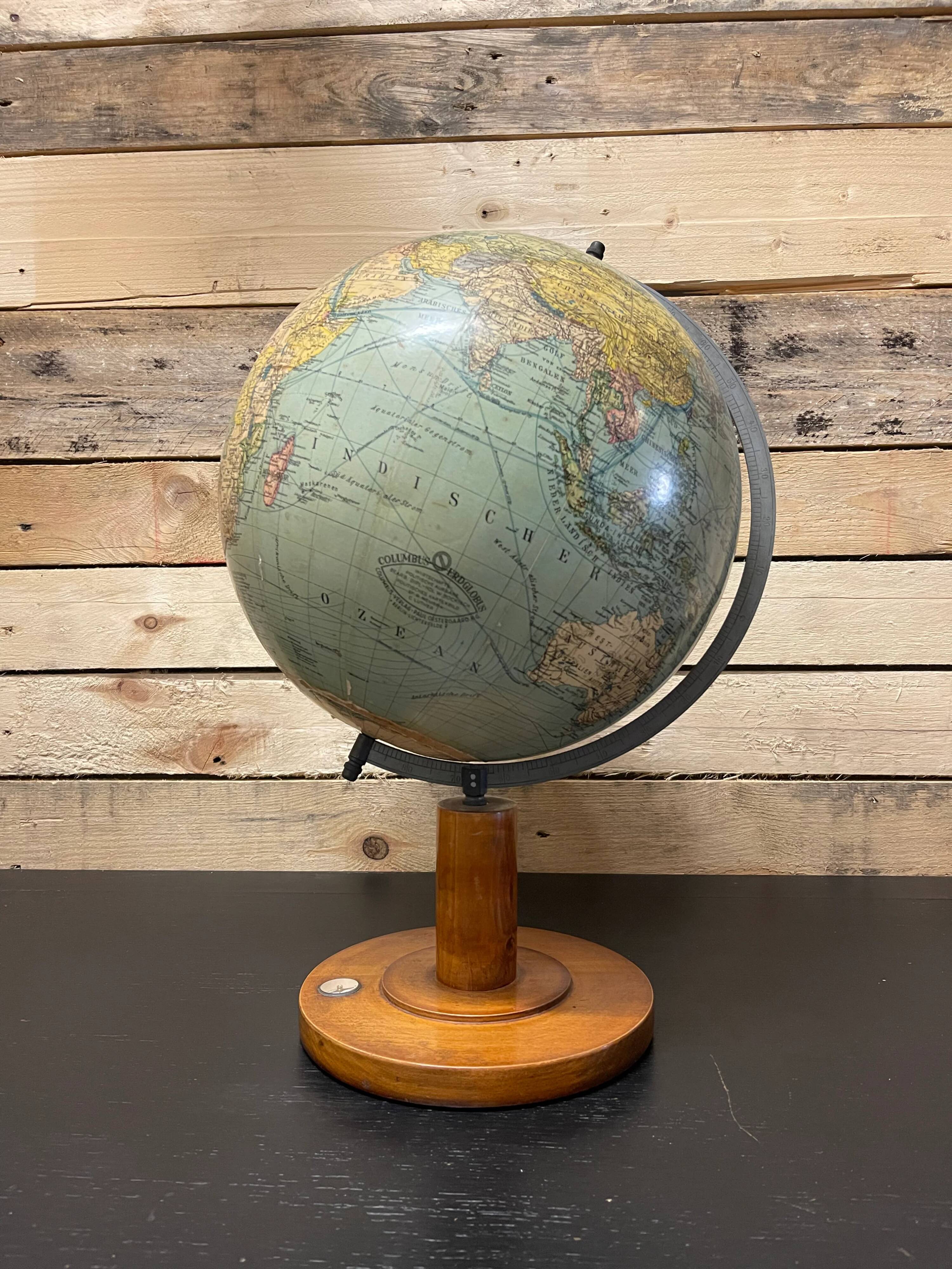 Antique 1920s German table globe by renowned makers Columbus