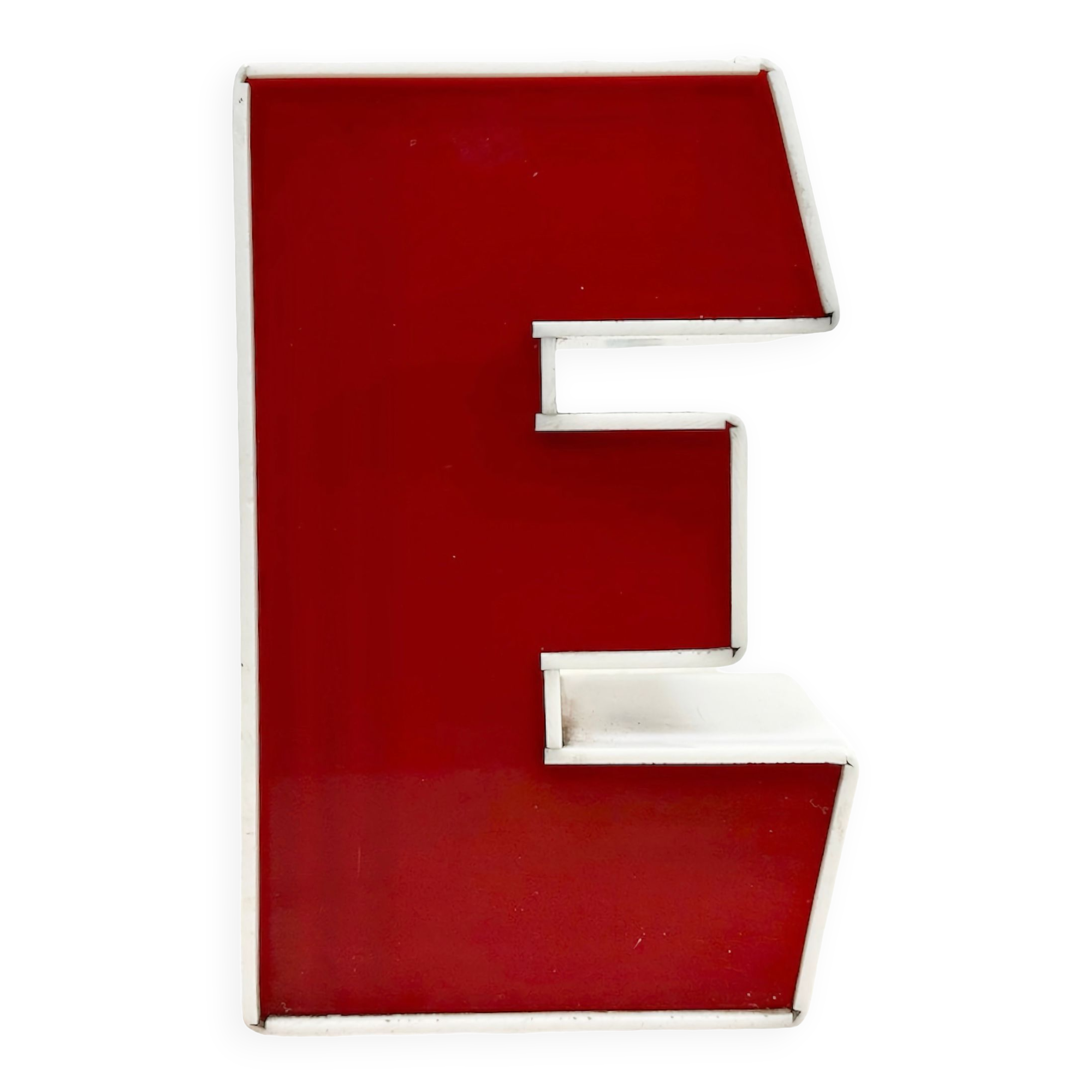 Vintage red facade letter e , 1970s