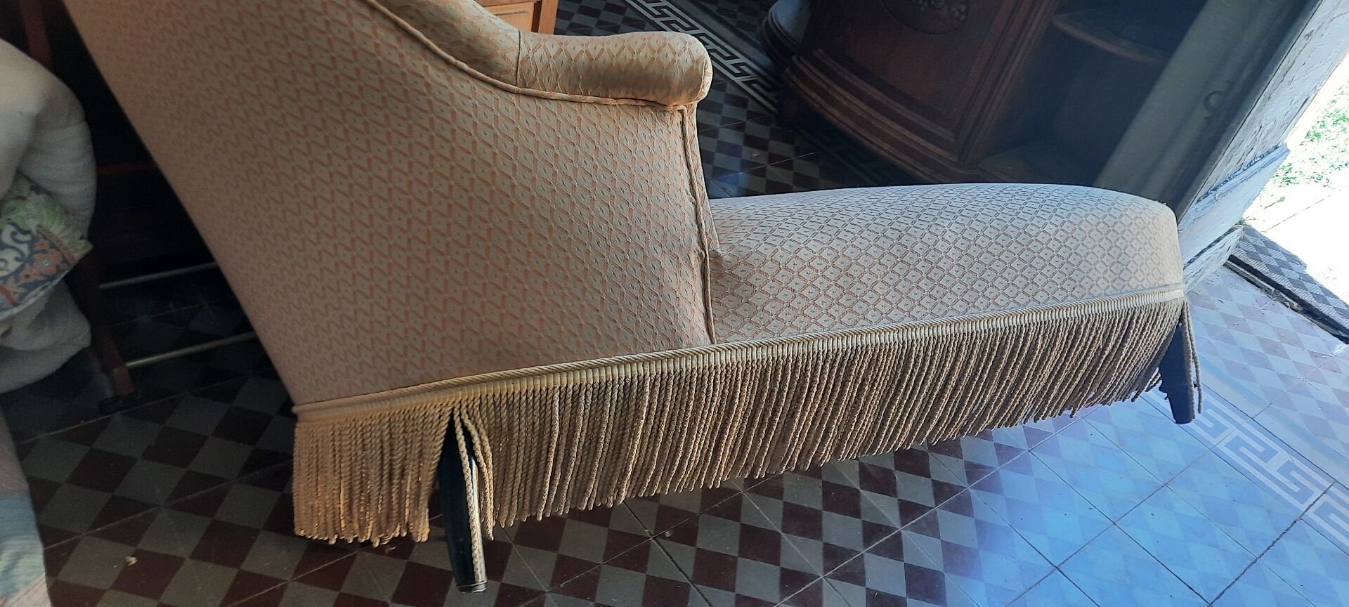 Méridienne et fauteuils crapaud