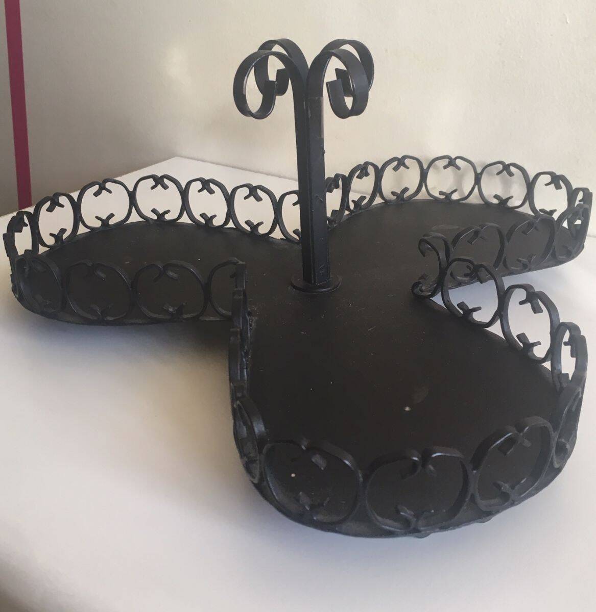 Serviteur apéritif fer forgé et faïence