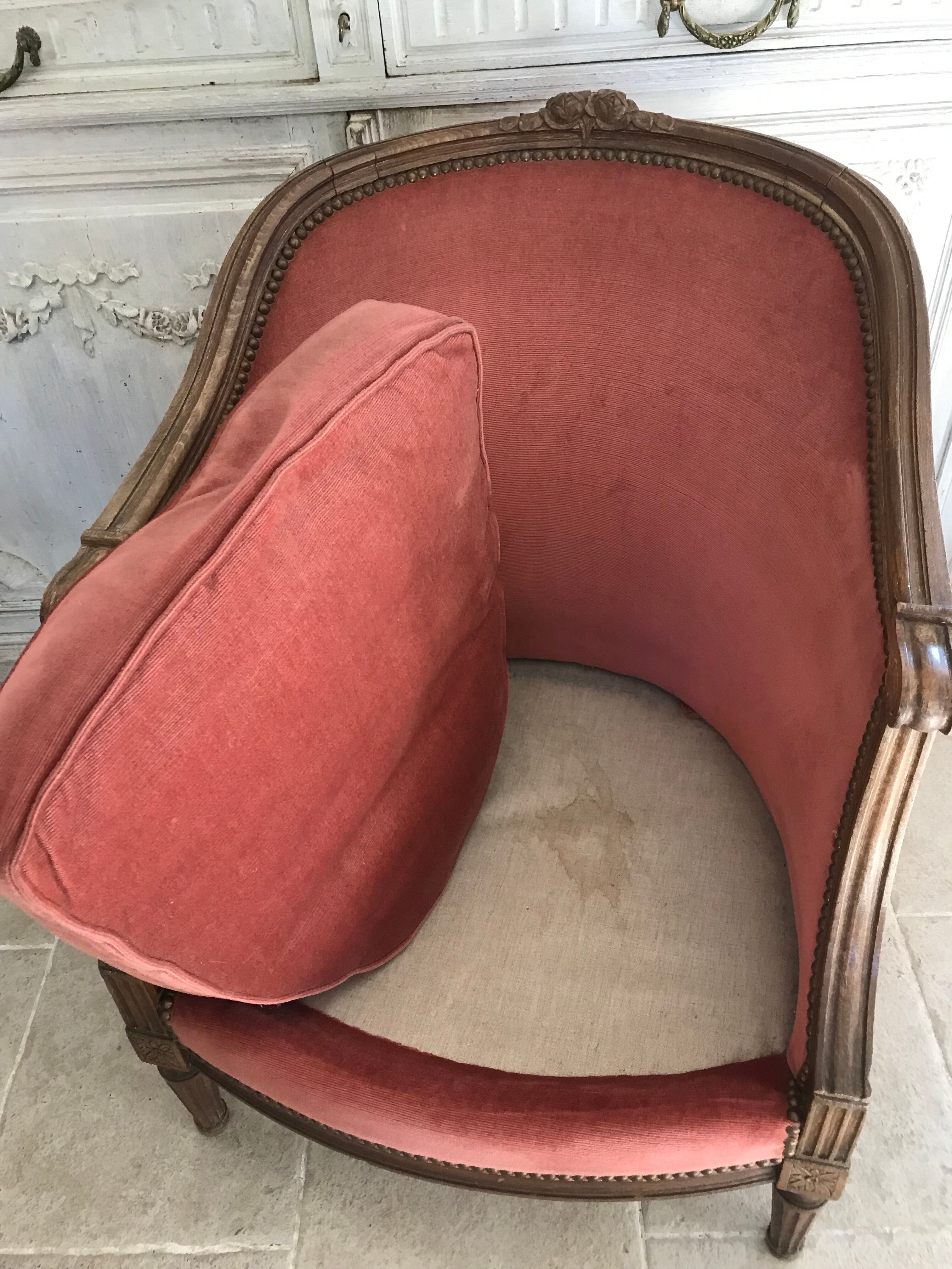 Velvet shepherdess armchair