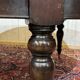 Large English library table in dark walnut with a leather top.
