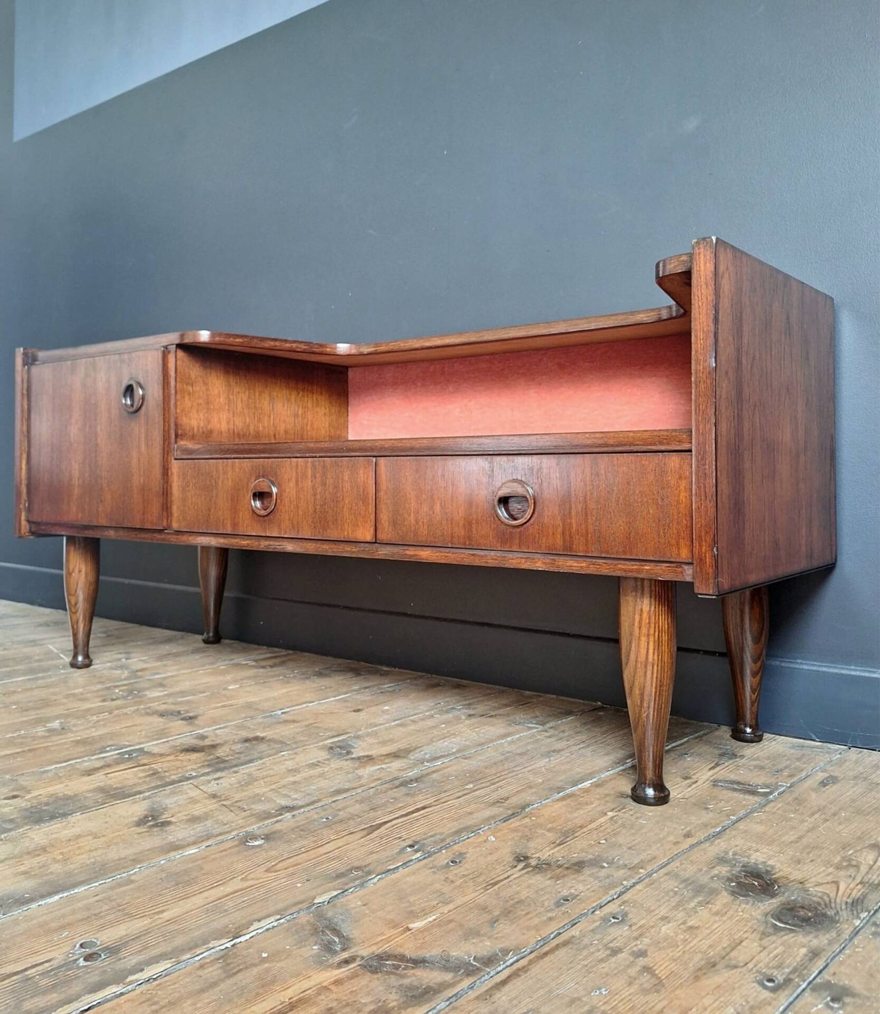 Vintage teak sideboard, antique TV unit.