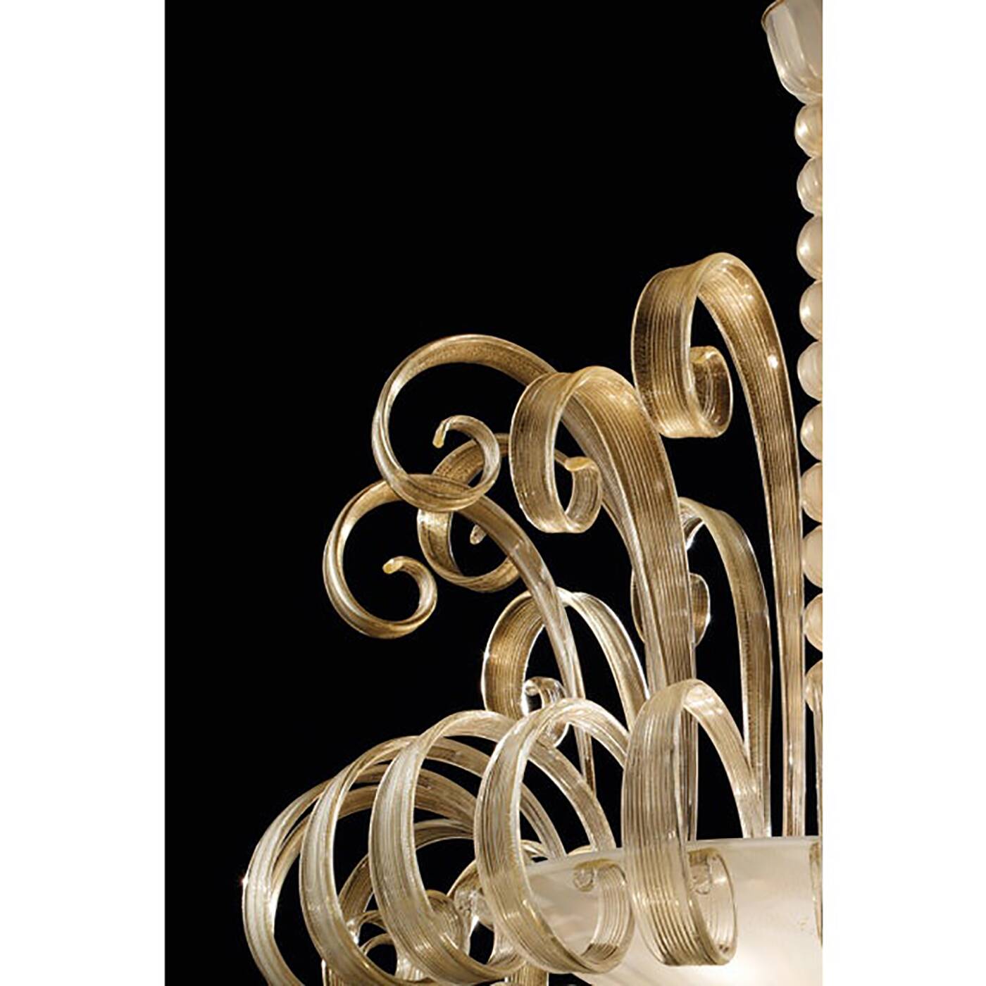 Venetian White and Gold Murano Style Glass Chandelier