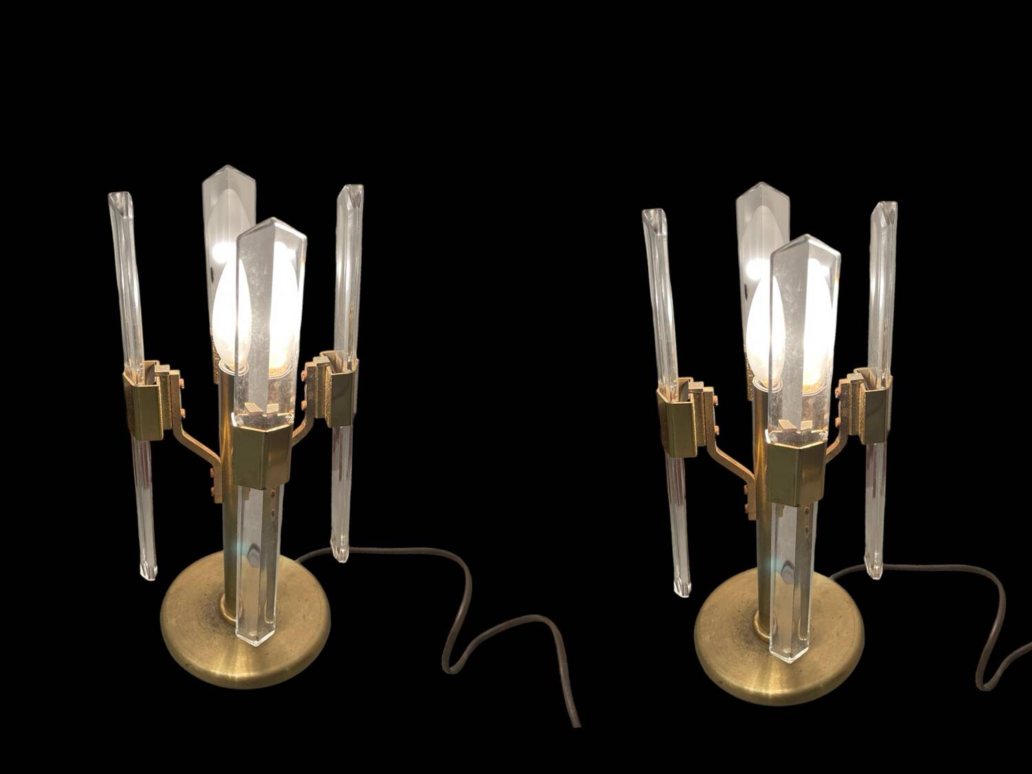 Italian Brass Crystal Table Lamps 1970’s