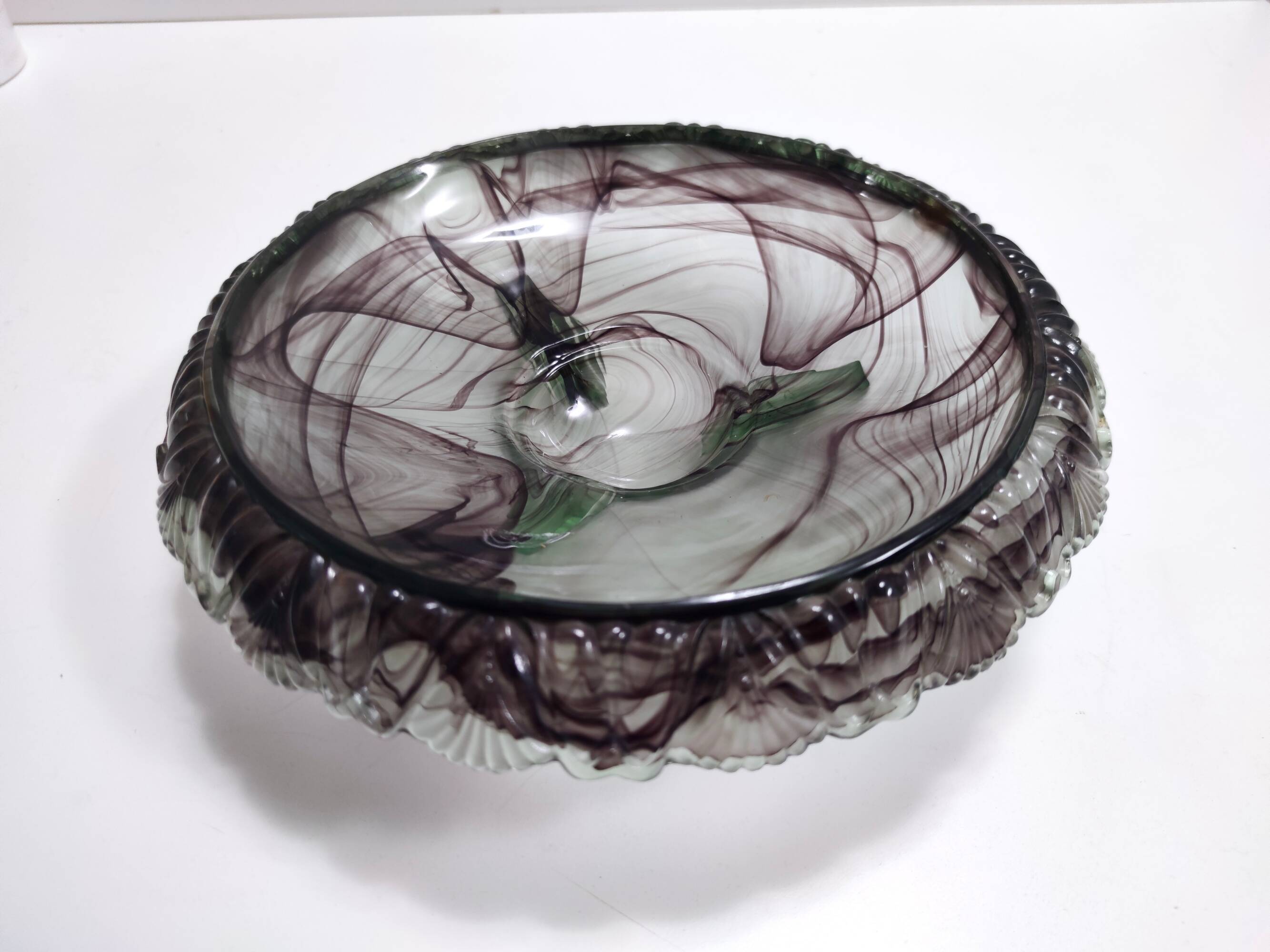 Topaz-Violet Cloud Glass Bowl or Centerpiece by Walther & Sohne, Germany