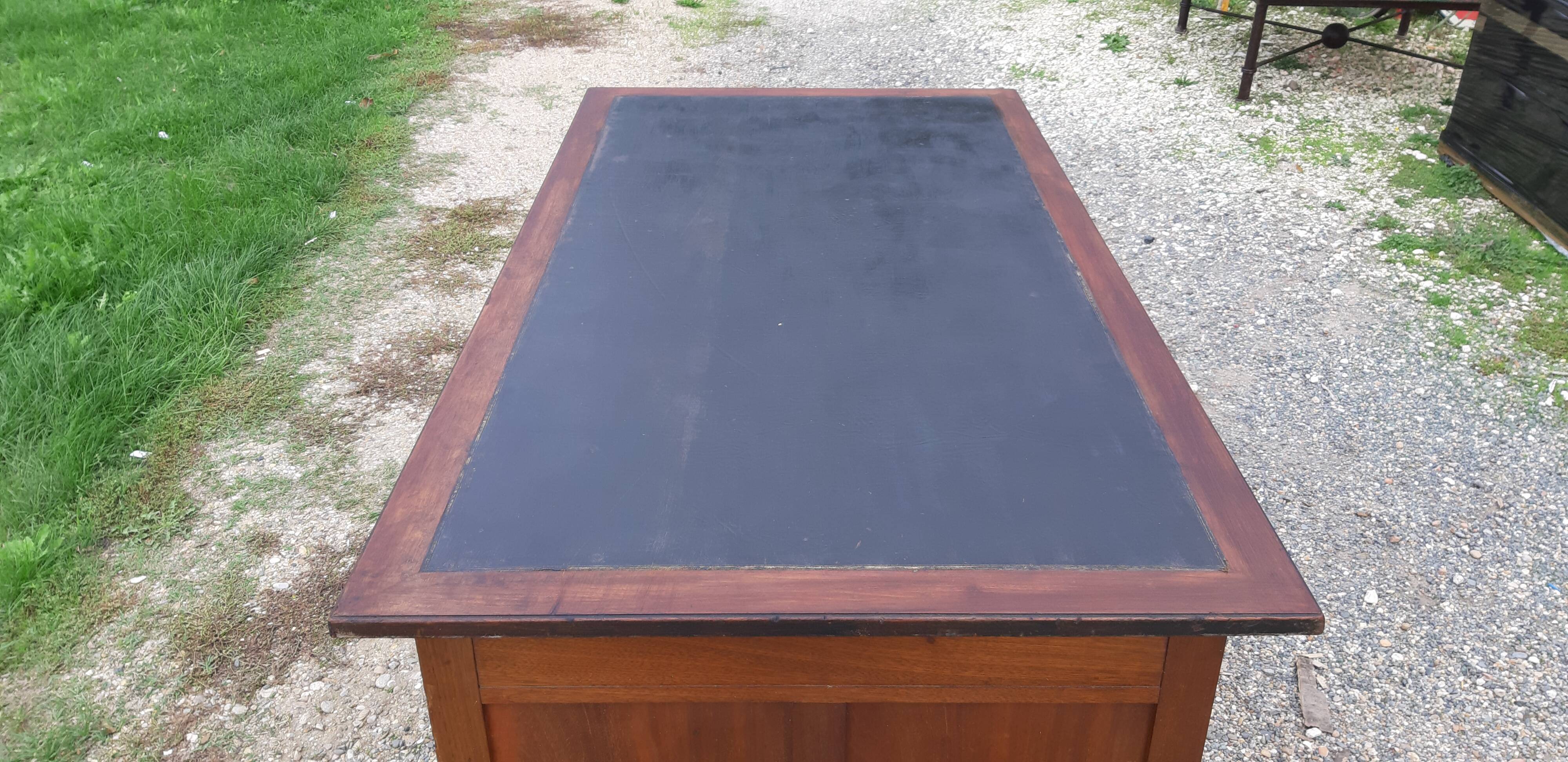 Fruit wood, leather and brass desk
